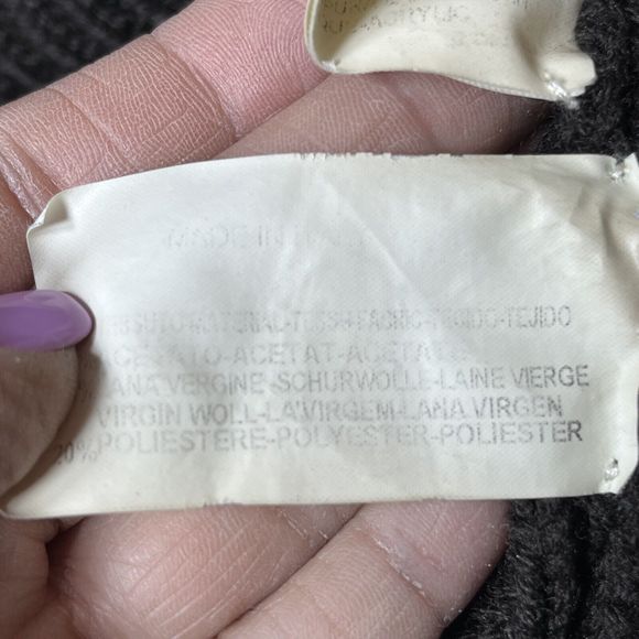 Emporio Armani Wool Chunky Knit Ribbed Brown Zip Up Mock Neck Sweater Size 12 - Picture 8 of 8